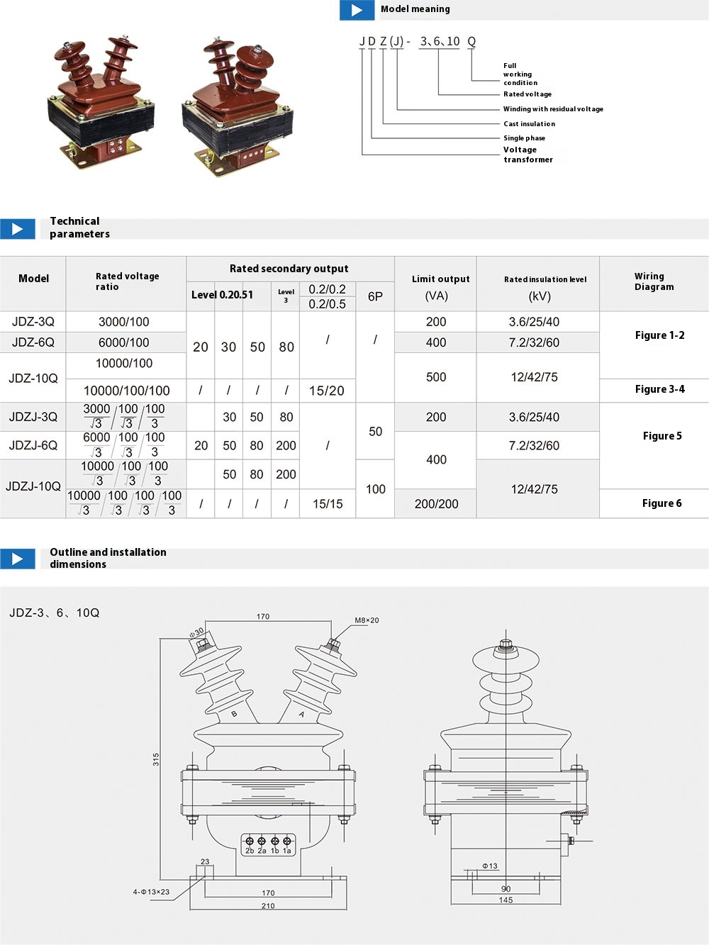JDZ(J)-10Q Indoor 10kV Epoxy Voltage Transformer