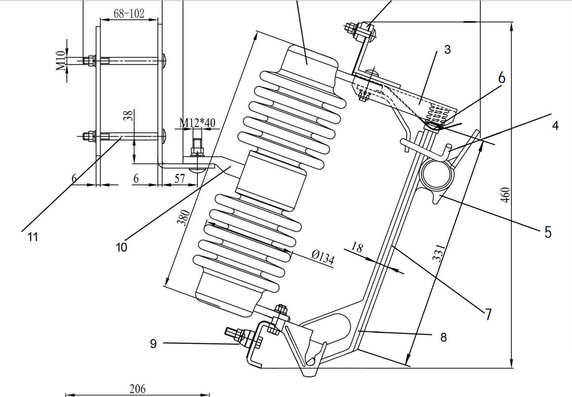 Outdoor RW12-12kV/24kV 300A/500A /630A Drop-out Isolating Switch