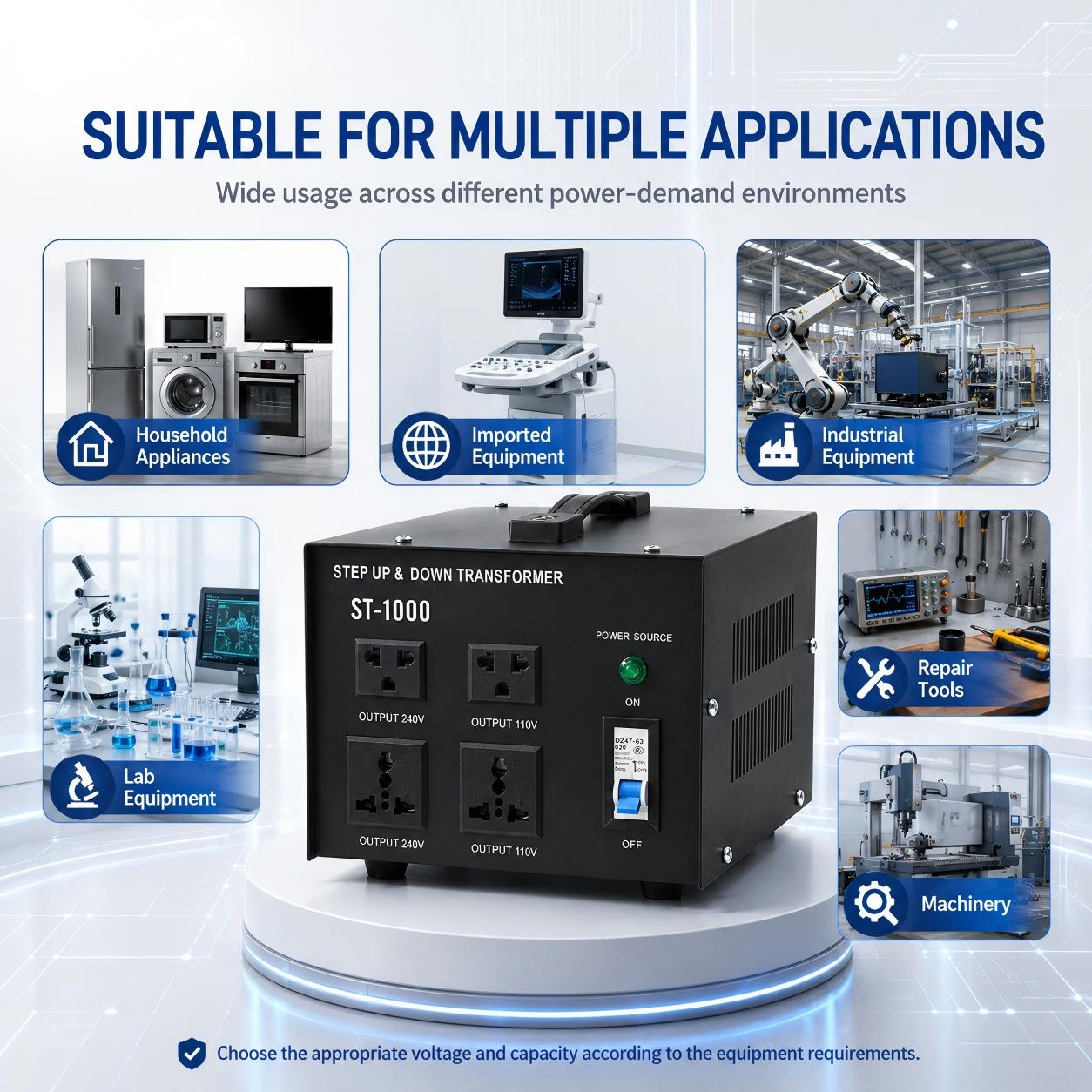 ST Series Step Up & Step Down Autotransformer (110V/240V Bidirectional Voltage Converter)