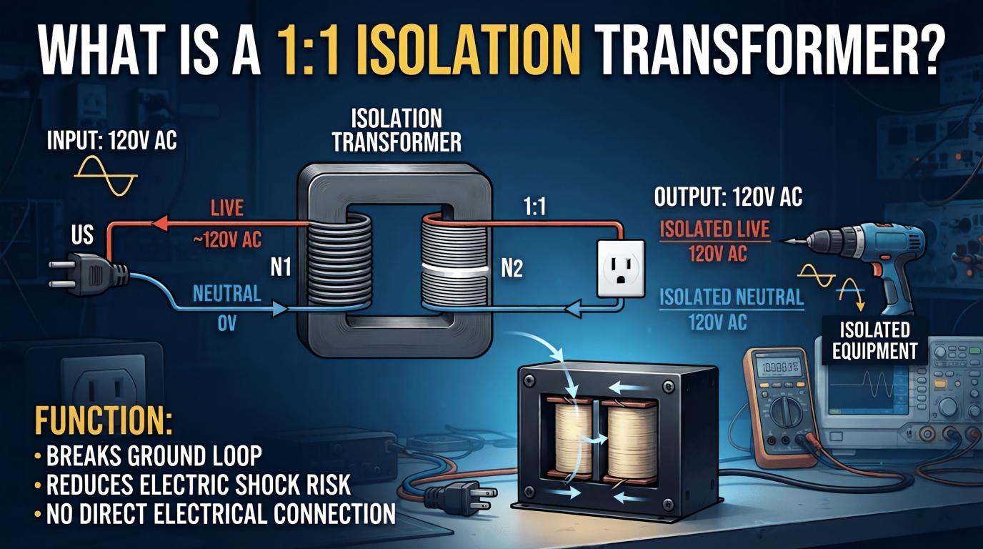 What Is a 1:1 Isolation Transformer? Working Principle, Uses, and Safety Benefits